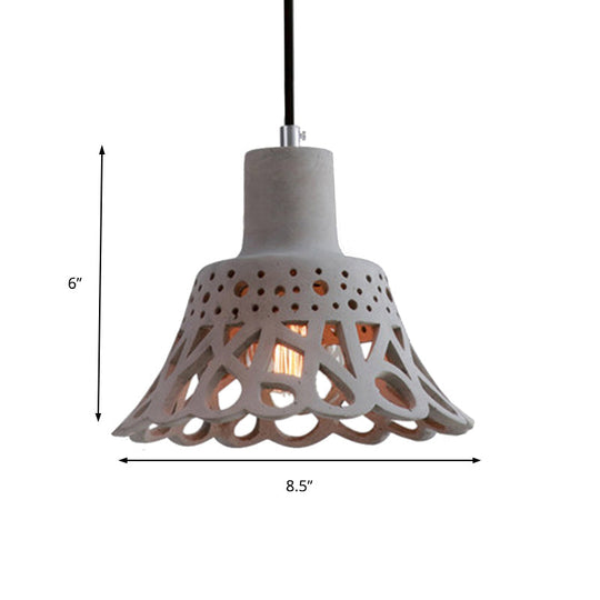 Nordic Style Concrete Pendant Lighting: Etched 1-Light Grey/White/Yellow Hanging Light With