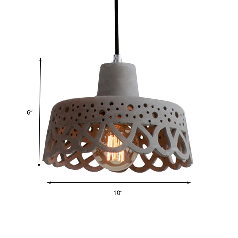 Nordic Style Concrete Pendant Lighting: Etched 1-Light Grey/White/Yellow Hanging Light With