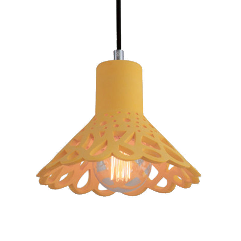 Nordic Style Concrete Pendant Lighting: Etched 1-Light Grey/White/Yellow Hanging Light With