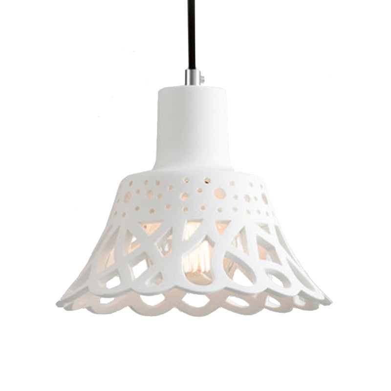 Nordic Style Concrete Pendant Lighting: Etched 1-Light Grey/White/Yellow Hanging Light With