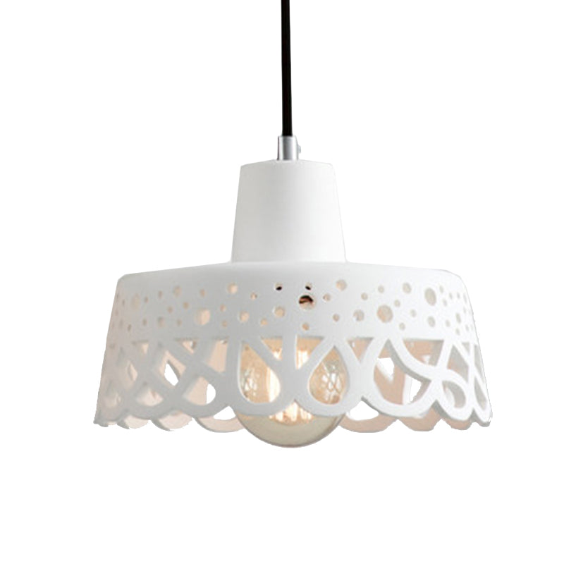 Nordic Style Etched Pendant Lighting: Concrete 1-Light Grey/White/Yellow With Geometric/Bell/Flared