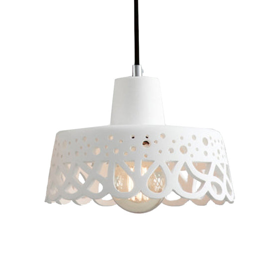 Nordic Style Etched Pendant Lighting: Concrete 1-Light Grey/White/Yellow With Geometric/Bell/Flared