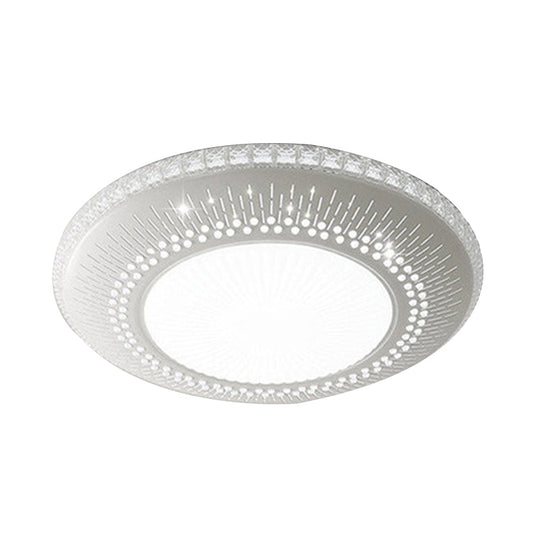 Contemporary Crystal Accent Led Ceiling Lamp - 21/25 Round Shade Flush Mount Fixture White Light