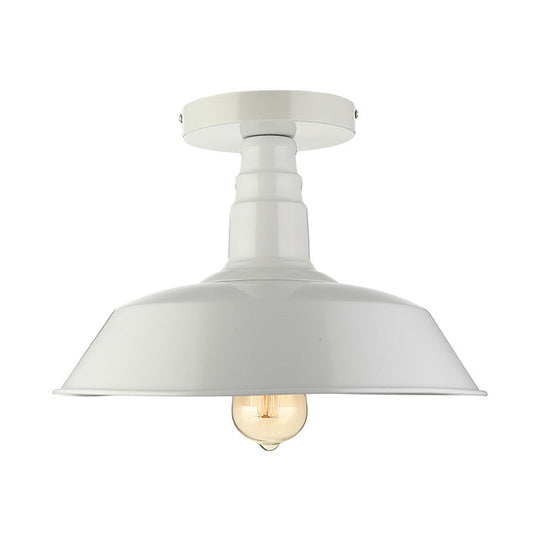 Vintage Iron Barn Dining Room Ceiling Light Fixture - 1 Black/White Semi Flush 10’ 14’ Or 18’