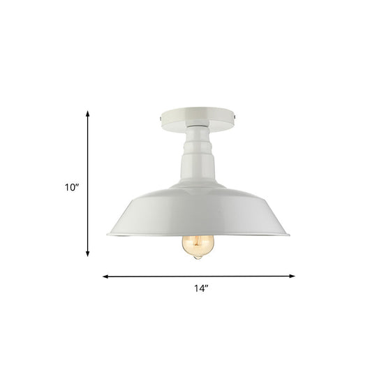 Vintage Iron Barn Dining Room Ceiling Light Fixture - 1 Black/White Semi Flush 10’ 14’ Or 18’