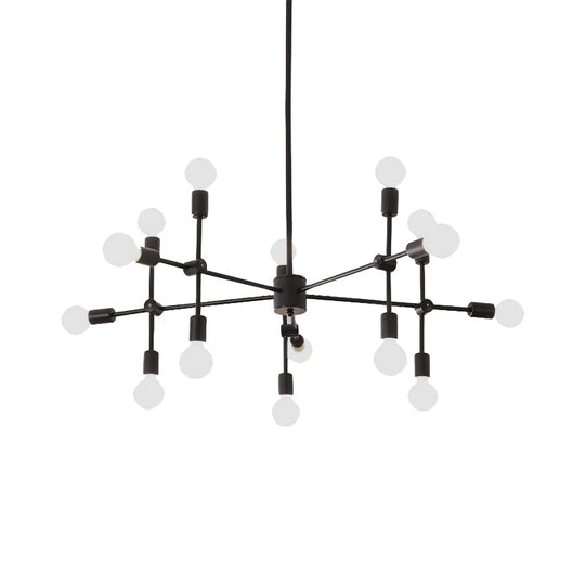Industrial Metal Bulb Chandelier: Open Design 9/12 Lights Black/Brass Pendant Lighting For Dining