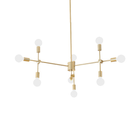 Industrial Metal Chandelier With Open Bulbs - 9/12 Lights In Black/Brass For Dining Room Pendant