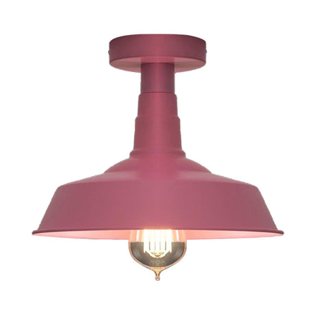 Vintage Barn Semi Flush Mount Ceiling Light In Blue/Green - 1 Metal Lighting For Corridor