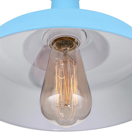 Vintage Barn Semi Flush Mount Ceiling Light In Blue/Green - 1 Metal Lighting For Corridor