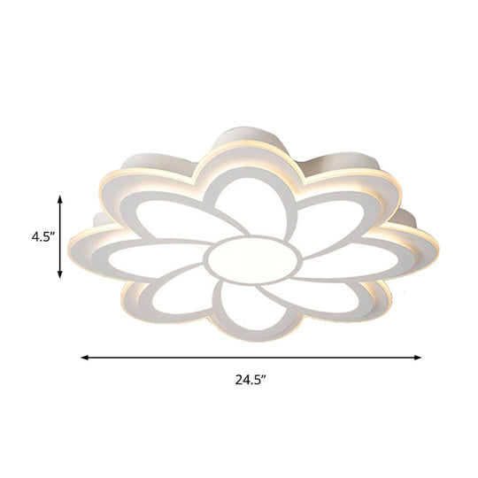 Modern Flower Metal Ceiling Light With Led Acrylic Diffuser Warm/White 16.5’/20.5’/24.5’ Dia