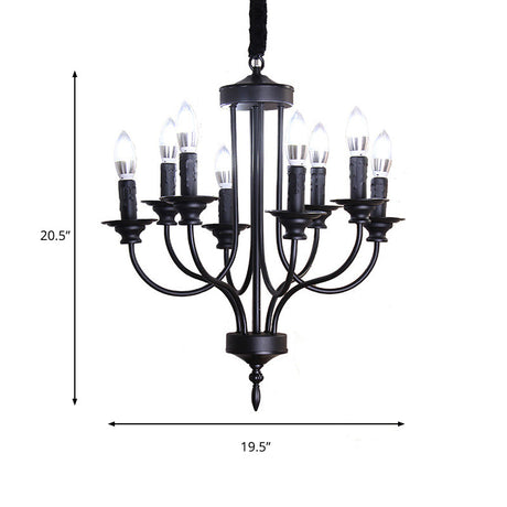 Rustic Lodge Black Chandelier: Multi-Light Metallic Indoor Hanging Lamp