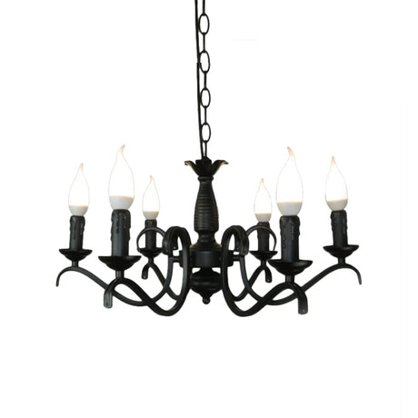 Vintage Style Black Metallic Hanging Lamp - Flameless Candle Chandelier Lighting 3/5 Heads Ideal For
