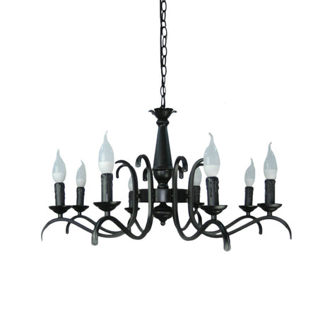 Vintage Style Black Metallic Hanging Lamp - Flameless Candle Chandelier Lighting 3/5 Heads Ideal For