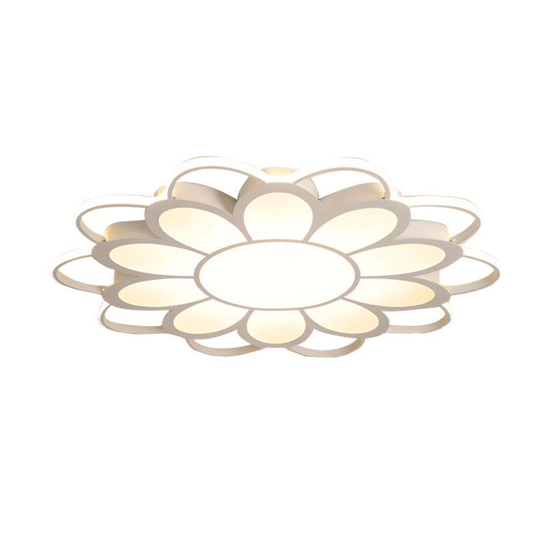 Contemporary Led Ceiling Light: 20.5/27/31.5 Dia White Metal Flush Mount Fixture For Living Room