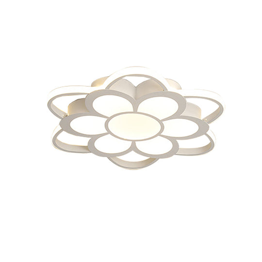 Contemporary Led Ceiling Light: 20.5’/27’/31.5’ Dia White Metal Flush Mount Fixture For
