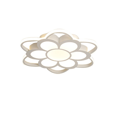 Contemporary Led Ceiling Light: 20.5/27/31.5 Dia White Metal Flush Mount Fixture For Living Room