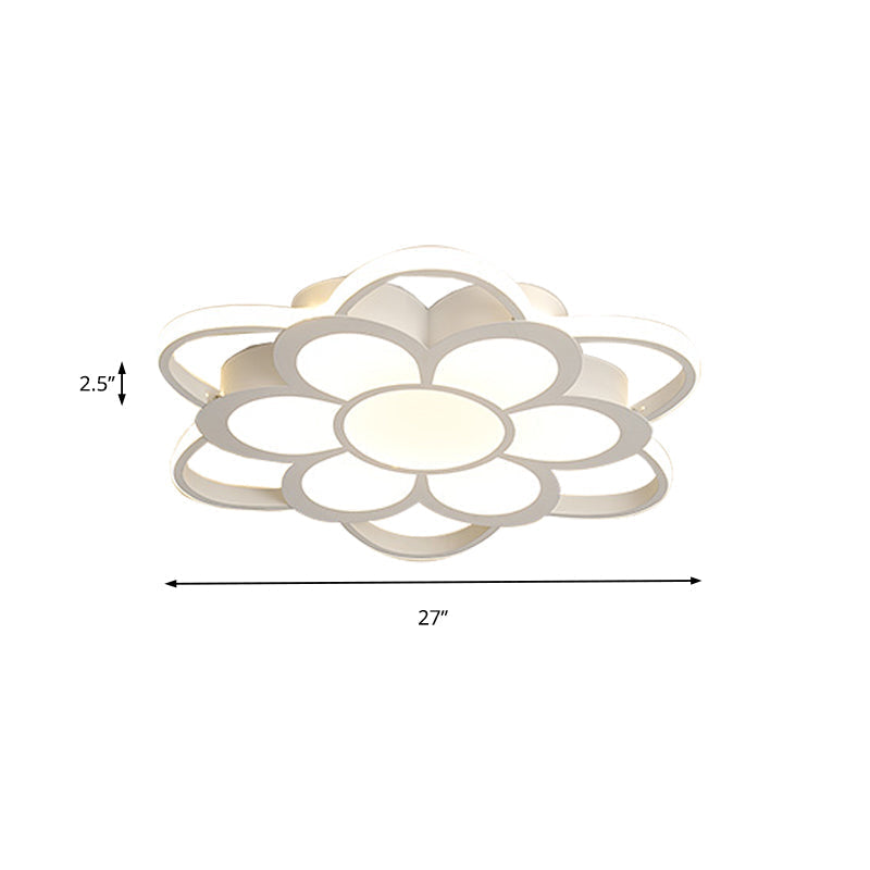 Contemporary Led Ceiling Light: 20.5/27/31.5 Dia White Metal Flush Mount Fixture For Living Room