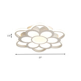 Contemporary Led Ceiling Light: 20.5’/27’/31.5’ Dia White Metal Flush Mount Fixture For