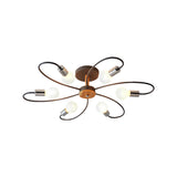 Metal Swirl Industrial Semi Flush Mount Lighting In Grey/Green - 3/6 Lights For Living Room Ceiling