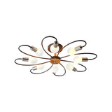 Metal Swirl Industrial Semi Flush Mount Lighting In Grey/Green - 3/6 Lights For Living Room Ceiling