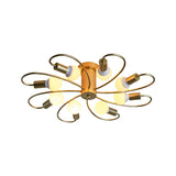 Metal Swirl Industrial Semi Flush Mount Lighting In Grey/Green - 3/6 Lights For Living Room Ceiling