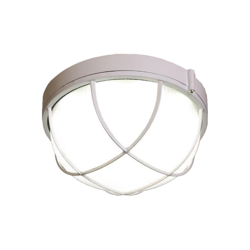 White Geometric Flush Ceiling Mount Light Fixture - Industrial Frosted Glass For Bedroom (9.5/10