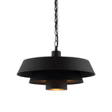 Industrial Modern Black Barn Metal Pendant Lighting With 2 Tiers - Restaurant Hanging Light