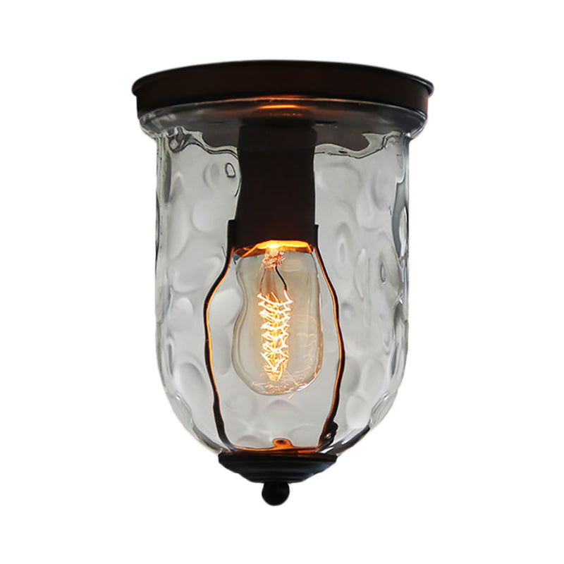 Industrial Black Clear Glass Ceiling Mount Light Fixture For Dining Room - 6’/8’ Wide