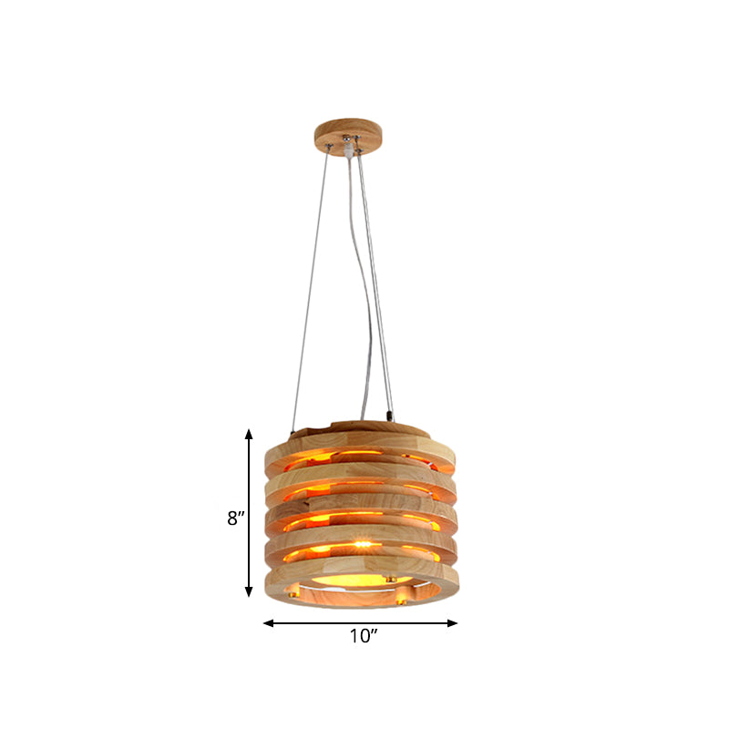 Modern 10’’/16’’ Wide Wooden Hanging Light Pendant In Natural Wood For Living Room