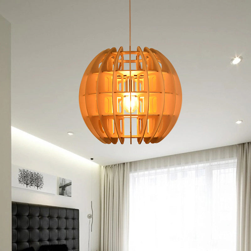 Sleek Modern Wooden Hanging Light Fixture: Stylish 1-Light Drop In Natural Wood For Kitchen