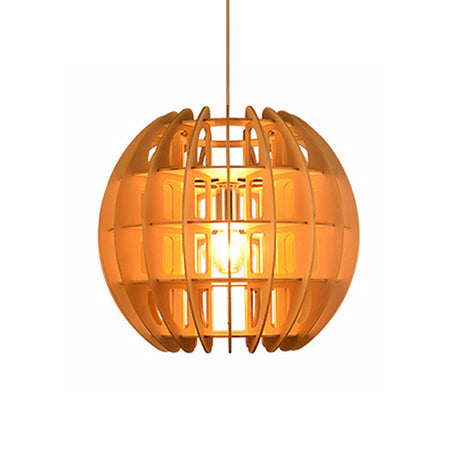 Sleek Modern Wooden Hanging Light Fixture: Stylish 1-Light Drop In Natural Wood For Kitchen