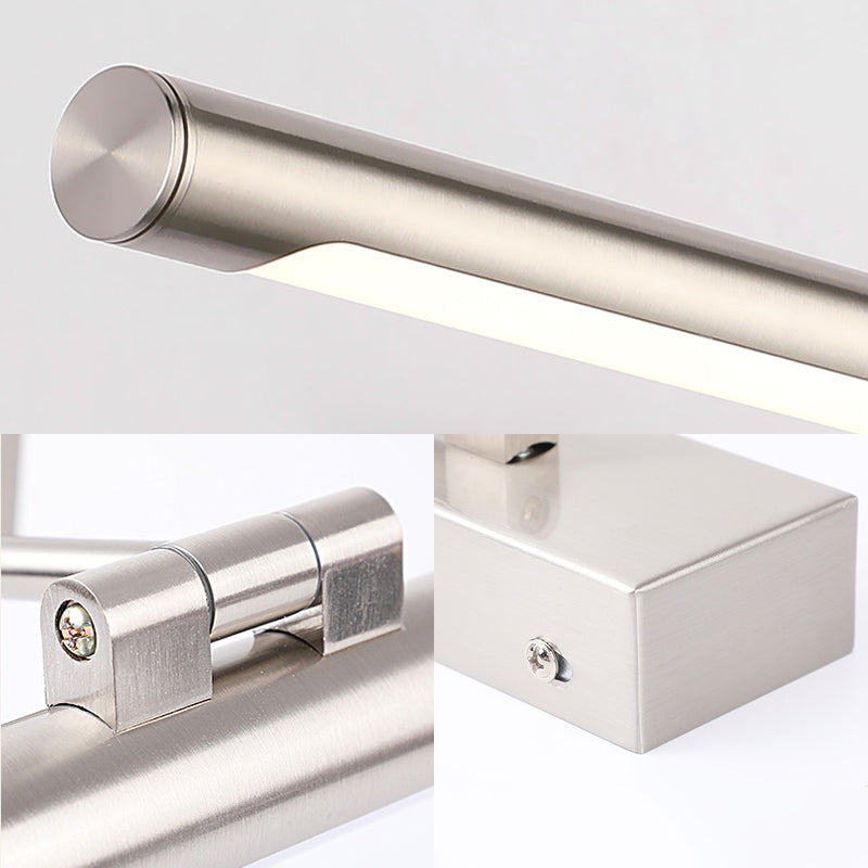 Modernist Tubular Wall Lamp In Gold Metal With Led Vanity Lighting - 16.5/20.5 Width Ideal For