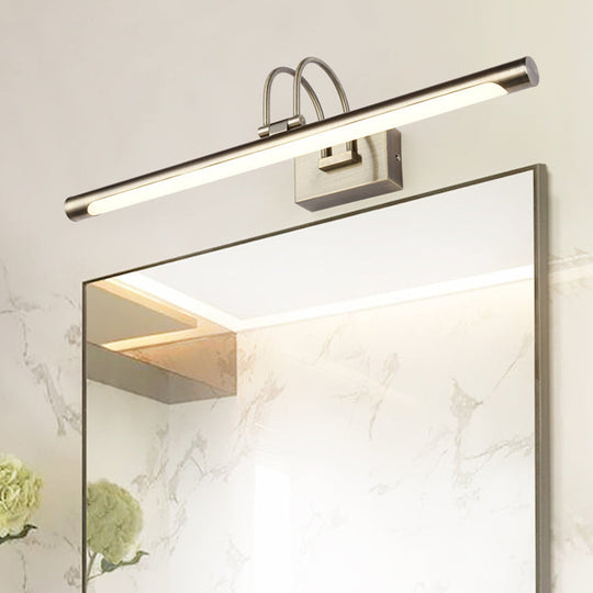 Modern Metallic Arc Led Vanity Light Fixture With Acrylic Shade - 16.5/20.5 W Nickel Finish / 16.5