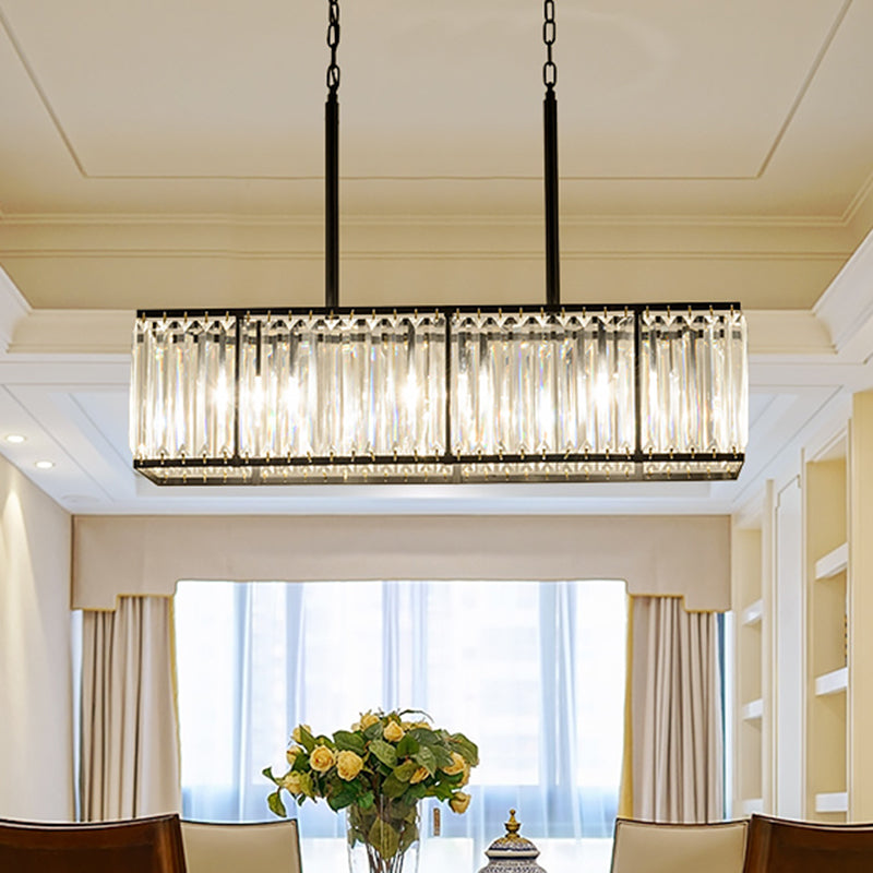 Clear Crystal Island Pendant Light With 5 Bulbs For Modern Dining Rooms