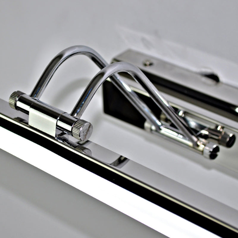 Modern Silver Finish Linear Wall Mount Led Stainless Steel Vanity Lamp For Bedroom - 16/23.5 Width