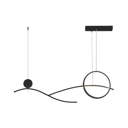 Simplicity Metallic Led Hanging Chandelier - Circle And Branch Down Lighting In Warm/White Light