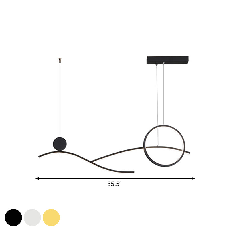 Simplicity Metallic Led Hanging Chandelier - Circle And Branch Down Lighting In Warm/White Light