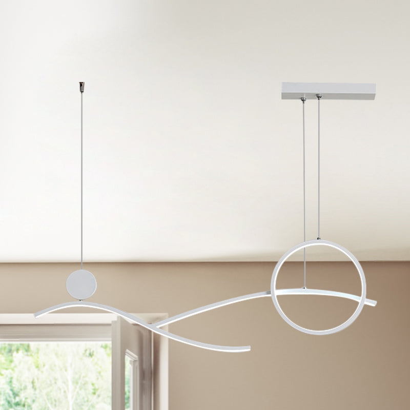 Simplicity Metallic Led Hanging Chandelier - Circle And Branch Down Lighting In Warm/White Light
