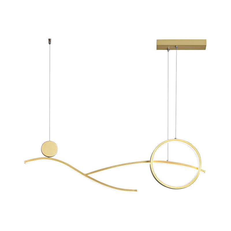 Simplicity Metallic Led Hanging Chandelier - Circle And Branch Down Lighting In Warm/White Light