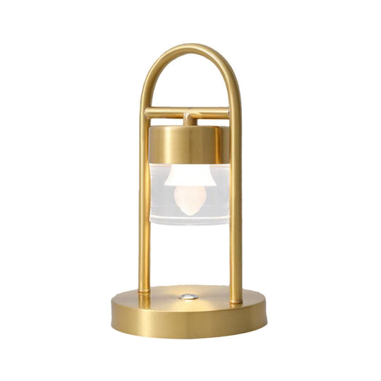 Nusakan - Simplicity Clear Glass Led Desk Light With U-Shaped Metal Frame Gold