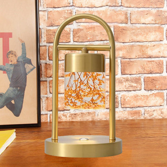 Nusakan - Simplicity Clear Glass Led Desk Light With U-Shaped Metal Frame Gold