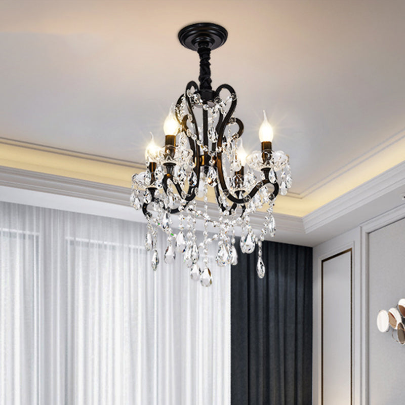 Modern Black Bedroom Chandelier - 4/5 Light Crystal Stands Swag Hanging Ceiling Fixture 4 /