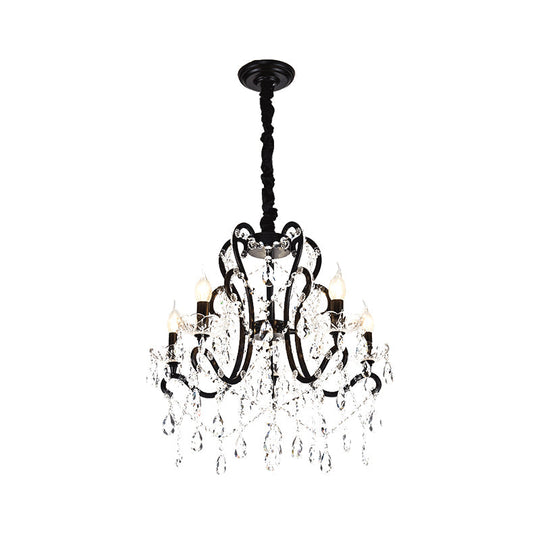 Modern Black Bedroom Chandelier - 4/5 Light Crystal Stands Swag Hanging Ceiling Fixture