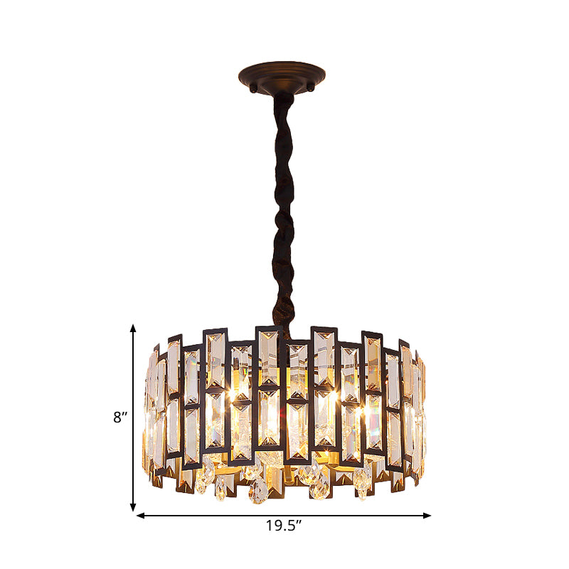 Modern Gold Round Crystal Ceiling Chandelier - 6/5 Lights Bedroom Hanging Lamp 19.5’/16’ Wide