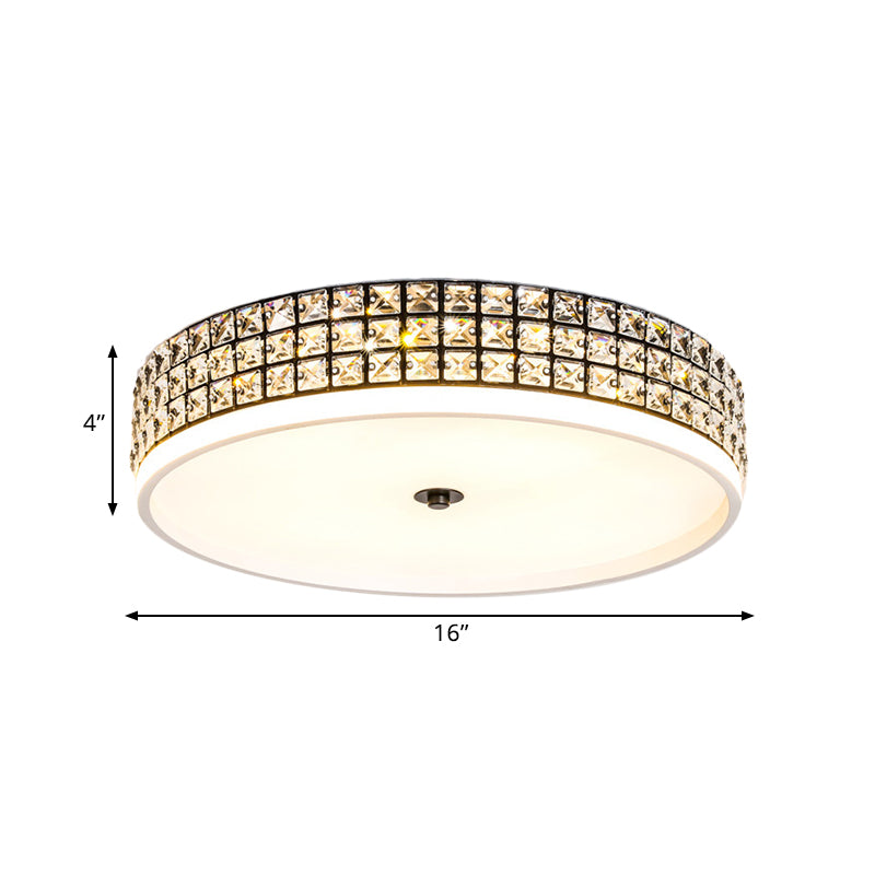 Modern White Crystal Led Round Flushmount Ceiling Light - 16/19.5 Wide