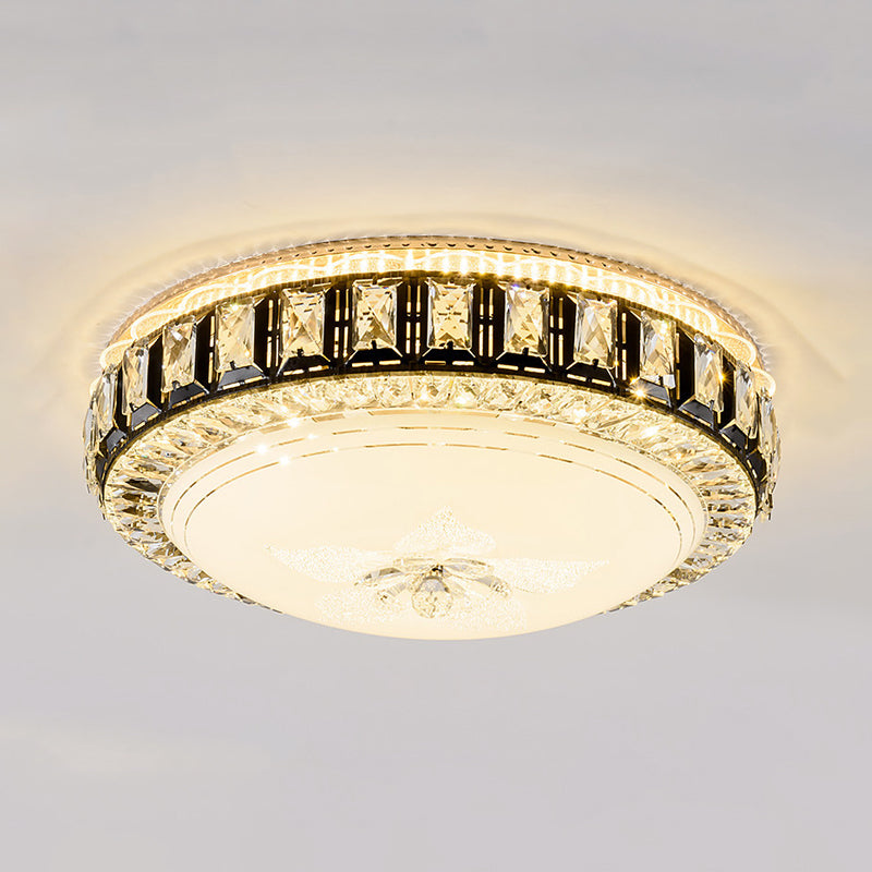 Modern Crystal Dome Led Flush Mount Lamp: Stylish Ceiling Lighting For Bedroom