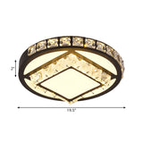 Modern Crystal Led Flush Mount Lighting For Bedroom Ceiling - Black Round/Square Fixture
