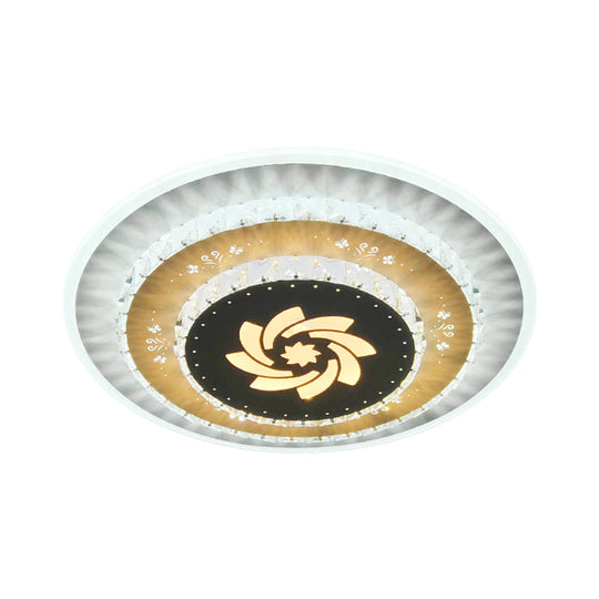 Led Flush Mount Ceiling Light - Crystal White Gardenia/Loving Heart/Windmill Design For Bedroom