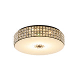 16’/19.5’ Clear Crystal Led Drum Flush Mount Lamp - Contemporary Ceiling Light For Bedroom