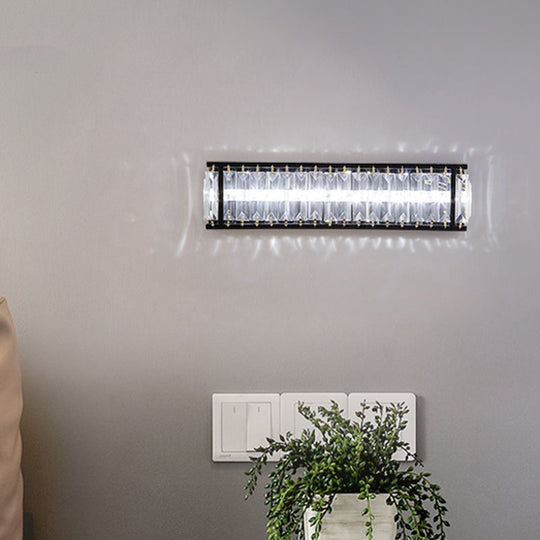 Modern Led Crystal Rectangular Sconce: Black Wall Mounted Bedside Lighting
